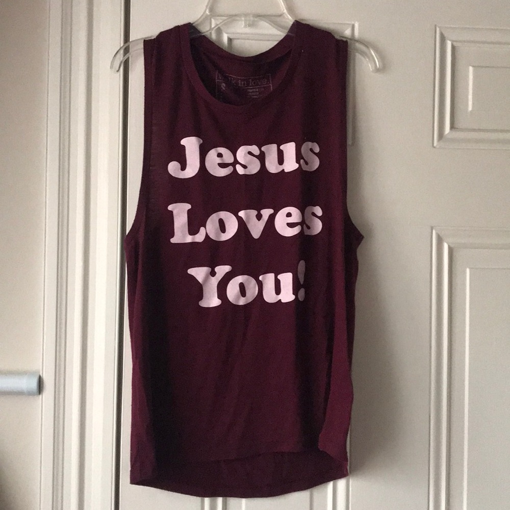Burgundy tank - walk in love.